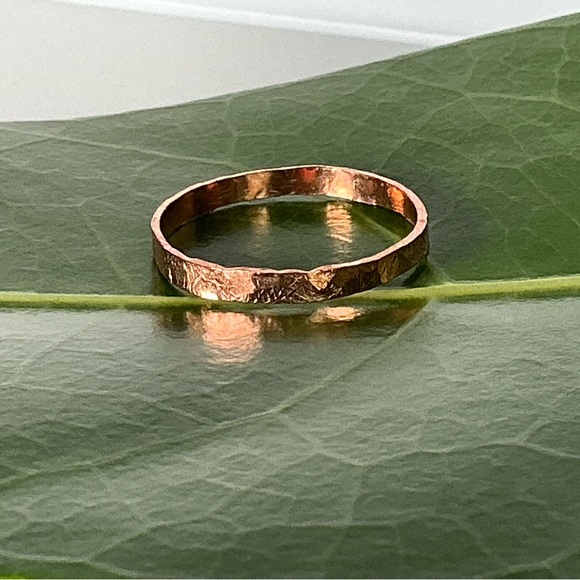 Grateful Times Jewelry - Raw Copper Ring Size 8.5 Band Jewelry Minimal Hammered Solid Handcrafted USA #B